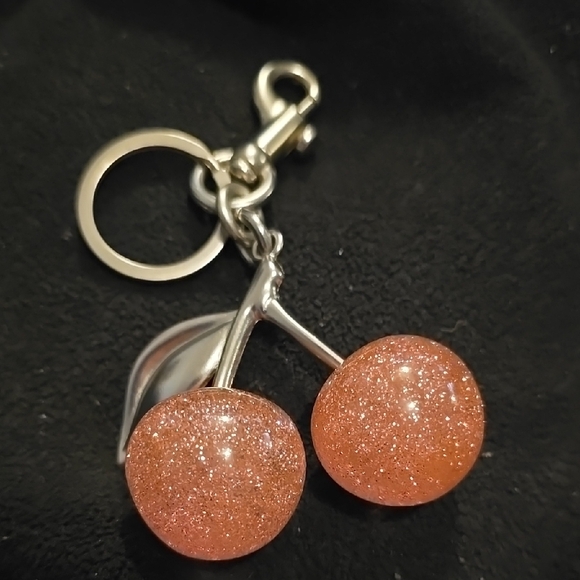 Glittering Cherry Keychain in Sparkling Pink - Picture 1 of 10